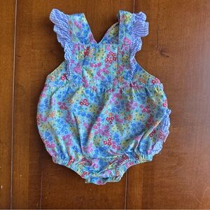 Ruffle Butts Floral Baby Romper with Ruffle Straps - 0-3 Months